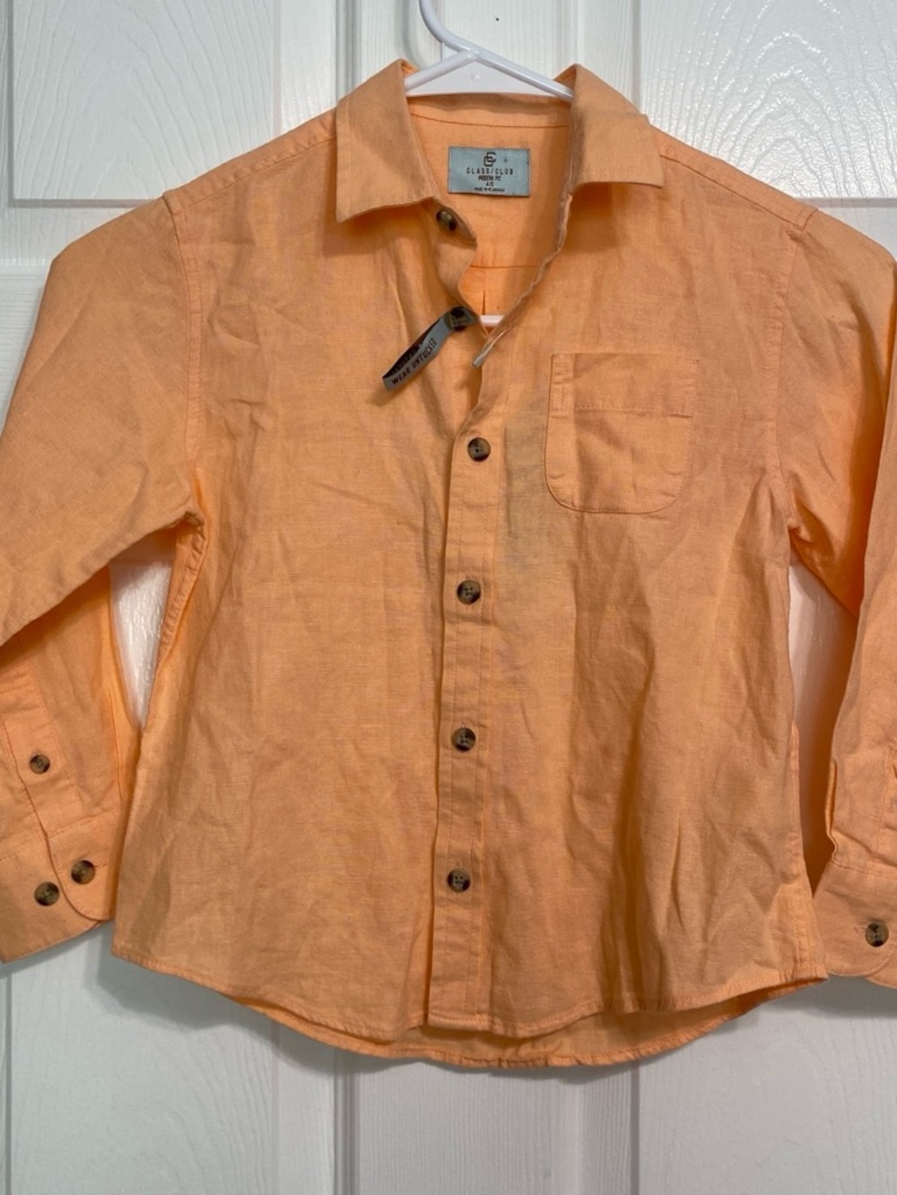 Class Club Peach Button-Front Linen Shirt